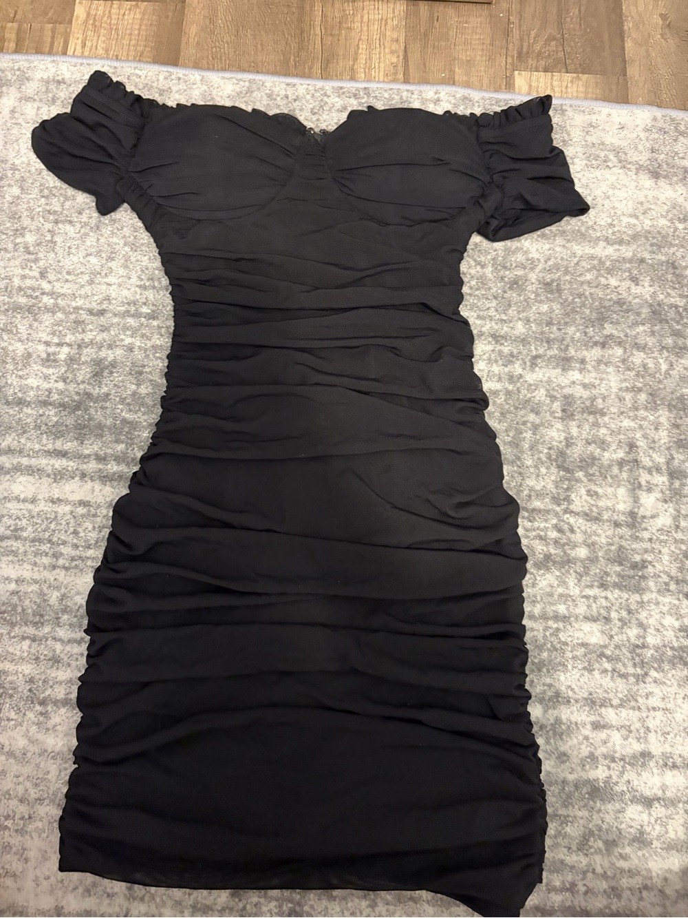 Windsor Black Off-Shoulder Ruched Women’s Dress